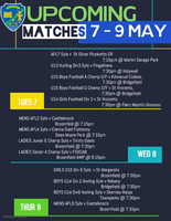 All Fixtures For The Coming Week 7 - 9 May