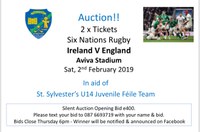 Auction!  Ire v Eng 6 Nations Tickets