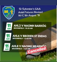 Updated Hurling Fixtures - Sunday 11th August