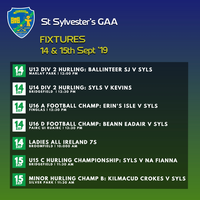Match Fixtures 14th & 15th Sept 2019
