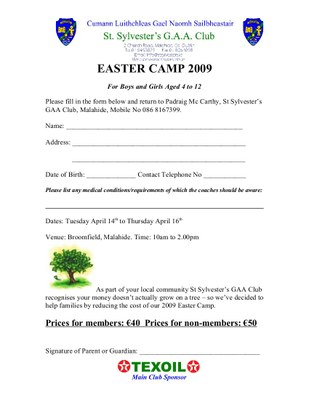 Easter Camp Application