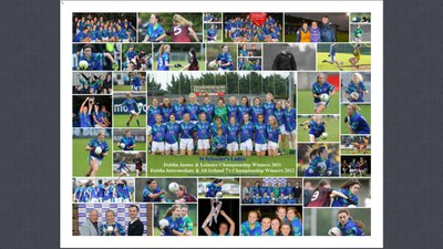 Ladies Footballers poster to celebrate Championship wins 2011 & 2012