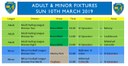 Weekend Fixtures 9 & 10 March '19